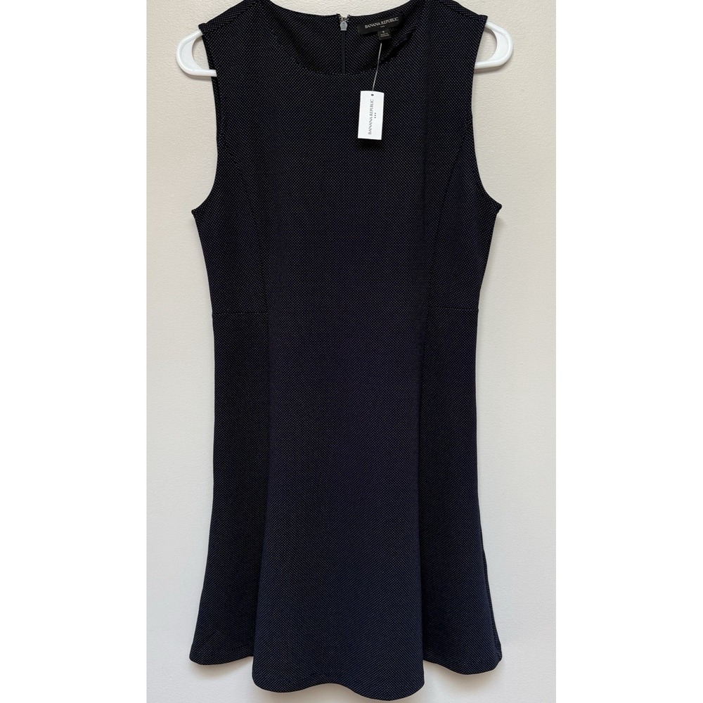 NEW BANANA REPUBLIC Womens Dress Fit Flare Small Polka Dot Black Office